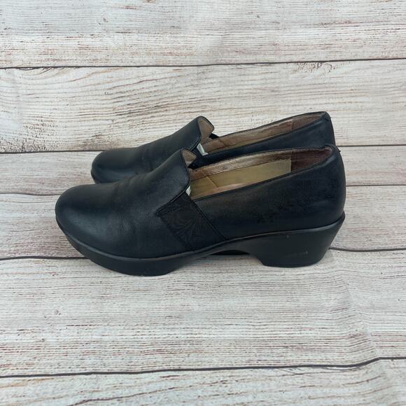 DANSKO Jessica Black Nappa Womens Sz 40 (9.5-10) Clogs Black Leather Floral Shoe - Picture 7 of 10